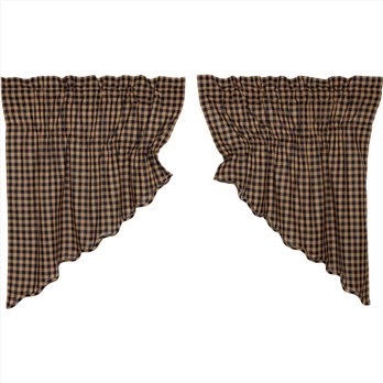 Navy Check Scalloped Prairie Swag Set of 2 36x36x18