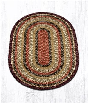 Burgundy/Mustard/Ivory Oval Braided Rug 4'x6'