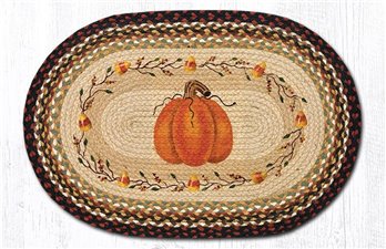 Pumpkin Candy Corn Oval Braided Rug 20"x30"