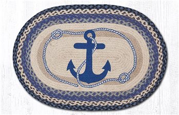 Navy Anchor Oval Braided Rug 20"x30"