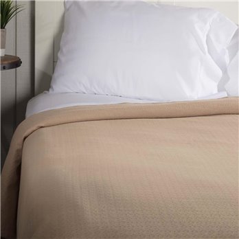 Serenity Tan Twin Cotton Woven Blanket 90x62