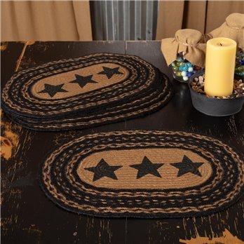 Farmhouse Jute Placemat Stencil Stars Set of 6 12x18