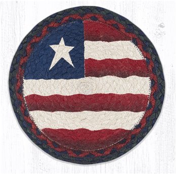 Primitive Flag Printed Round Braided Trivet 10"x10"