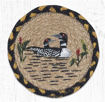 Loon Round Large Braided Coaster 7"x7" Set of 4