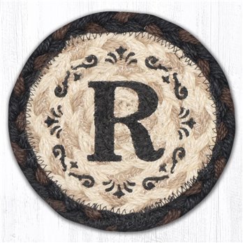 R Monogram Printed Braided Coaster 5"x5" Set of 4