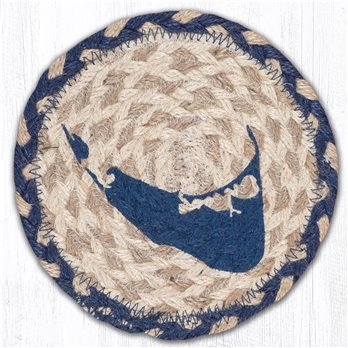 Nantucket Round Large Braided Coaster 7"x7" Set of 4