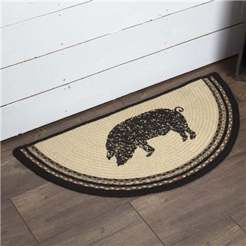 Sawyer Mill Charcoal Pig Jute Rug Half Circle 16.5x33