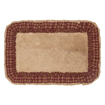 Burlap Natural w/ Burgundy Check Bathmat 20x30