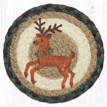 Reindeer Round Large Coaster 7"x7" Set of 4