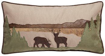 Deer Scene Rustic Cabin Throw Pillow (Insert Included) 14" x 26"