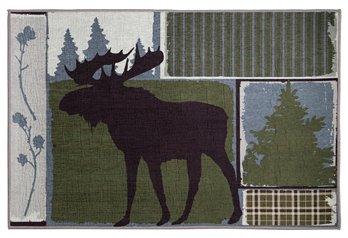 Vintage Moose Small Rustic Cabin Area Rug Doormat 24" x 36"