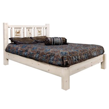 Homestead Cal King Platform Bed w/ Laser Engraved Elk Design - Ready to Finish