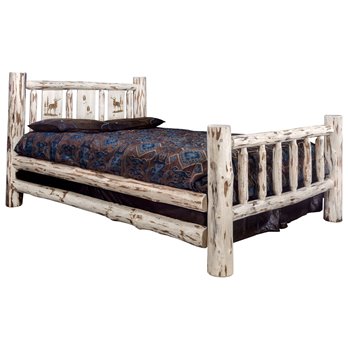 Montana Full Bed w/ Laser Engraved Elk Design - Clear Lacquer Finish