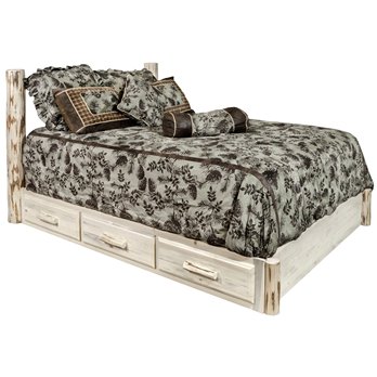 Montana Full Platform Bed w/ Storage - Clear Lacquer Finish