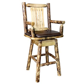 Glacier Counter Height Swivel Captain's Barstool w/ Saddle Upholstery