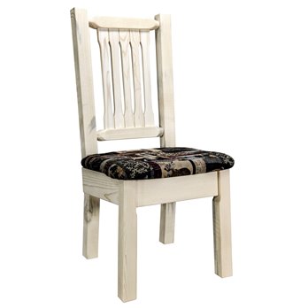 Homestead Side Chair w/ Upholstered Seat in Woodland Pattern - Ready to Finish