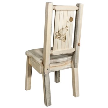 Homestead Side Chair w/ Laser Engraved Wolf Design - Clear Lacquer Finish