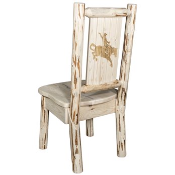 Montana Side Chair w/ Laser Engraved Bronc Design - Clear Lacquer Finish