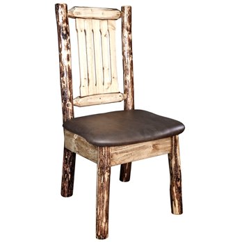 Glacier Side Chair w/ Upholstered Seat in Saddle Pattern