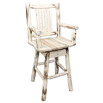 Montana Counter Height Swivel Captain's Barstool - Clear Lacquer Finish