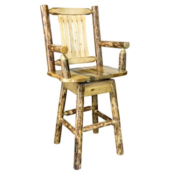 Glacier Counter Height Swivel Captain's Barstool w/ Woodland Upholstery