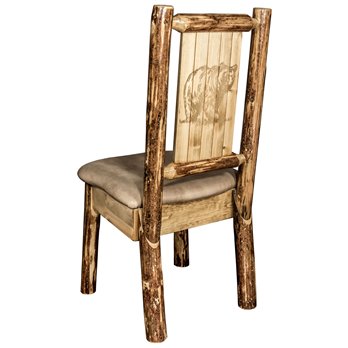 Glacier Side Chair w/ Buckskin Upholstery & Laser Engraved Bear Design