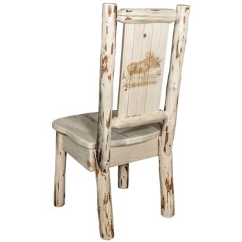 Montana Side Chair w/ Laser Engraved Moose Design - Clear Lacquer Finish