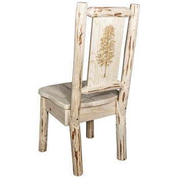 Montana Side Chair w/ Laser Engraved Pine Tree Design - Ready to Finish