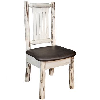 Montana Side Chair w/ Upholstered Seat in Saddle Pattern - Clear Lacquer Finish