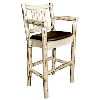 Montana Counter Height Captain's Barstool w/ Saddle Upholstery - Ready to Finish