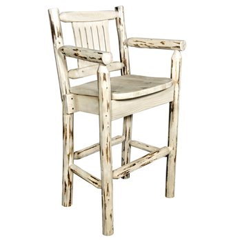 Montana Counter Height Captain's Barstool w/ Woodland Upholstery - Clear Lacquer Finish