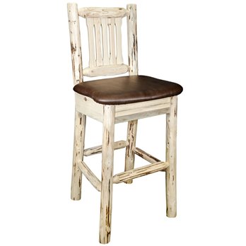 Montana Counter Height Barstool w/ Back & Saddle Upholstery - Clear Lacquer Finish