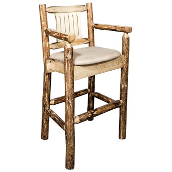 Glacier Counter Height Captain's Barstool w/ Buckskin Upholstery