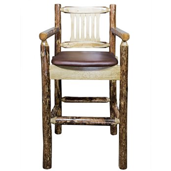 Glacier Counter Height Captain's Barstool w/ Saddle Upholstery