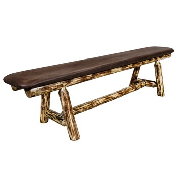 Glacier Plank Style 6 Foot Bench w/ Saddle Upholstery