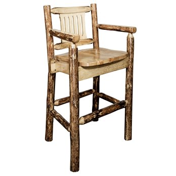 Glacier Counter Height Captain's Barstool w/ Woodland Upholstery