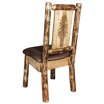 Glacier Side Chair w/ Saddle Upholstery & Laser Engraved Pine Tree Design