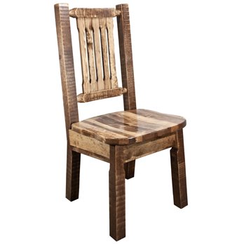 Homestead Side Chair w/ Ergonomic Wooden Seat - Stain & Clear Lacquer Finish