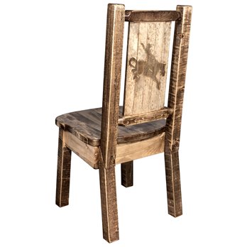 Homestead Side Chair w/ Laser Engraved Bronc Design - Stain & Lacquer Finish