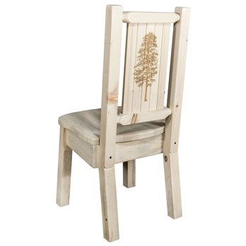 Homestead Side Chair w/ Laser Engraved Pine Tree Design - Clear Lacquer Finish