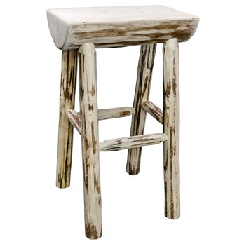 Montana Counter Height Half Log Barstool - Clear Lacquer Finish