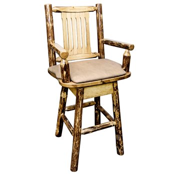 Glacier Counter Height Swivel Captain's Barstool w/ Buckskin Upholstery