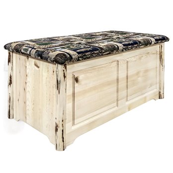 Montana Small Blanket Chest w/ Woodland Upholstery - Clear Lacquer Finish