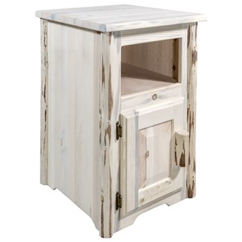 Montana End Table w/ Left Hinged Door - Clear Lacquer Finish