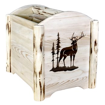 Montana Magazine Rack w/ Laser Engraved Elk Design - Ready to Finish