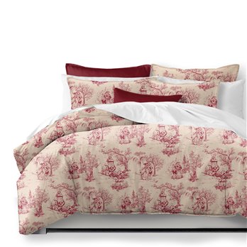 Archamps Toile Red Comforter and Pillow Sham(s) Set - Size Super King