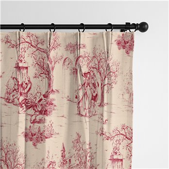 Archamps Toile Red Pinch Pleat Drapery Panel - Pair - Size 40"x84"