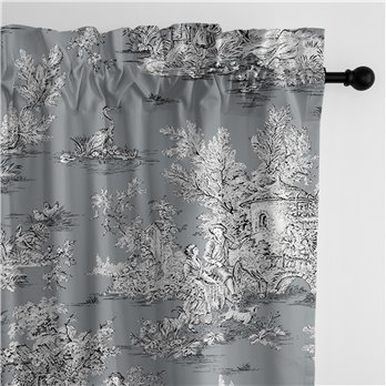 Chateau Gray/Black Pole Top Drapery Panel - Pair - Size 50"x120"