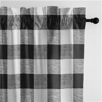 Lumberjack Check White/Black Pole Top Drapery Panel - Pair - Size 50"x108"