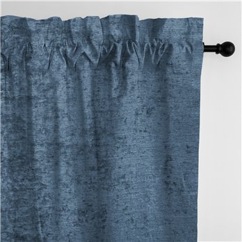 Juno Velvet Bluebell Pole Top Drapery Panel - Pair - Size 50"x108"